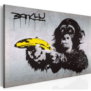 Obraz na plátně Bimago - Stop or the monkey will shoot! (Banksy) 60x40 cm