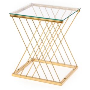 Expedo Konferenční stolek FEDERICA, 45x52,5x39, zlatá/sklo