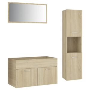 Set koupelnového nábytku II - se zrcadlem - 80 cm - dřevotříska | dub sonoma