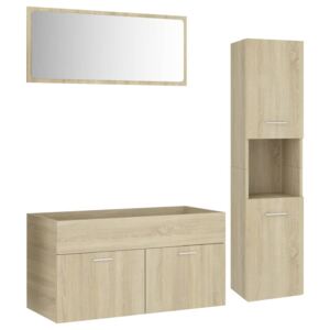 Set koupelnového nábytku II - se zrcadlem - 90 cm - dřevotříska | dub sonoma