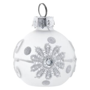 Bílá vánoční ozdoba koule - Ø 4 cm- sada 6ks Clayre & Eef