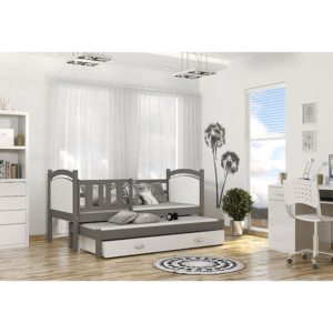 Dětská postel DOBBY P2 color + matrace + rošt ZDARMA, 184x80, korpus šedá/bílá