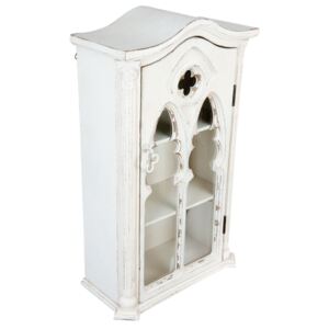 Bílá dřevěná nástěnná skříňka s prosklenými dvířky Marionetta - 49*22*79 cm