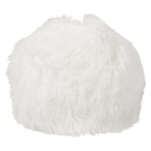 Bílý chlupatý pouf Yetty - Ø 55*55 cm J-Line