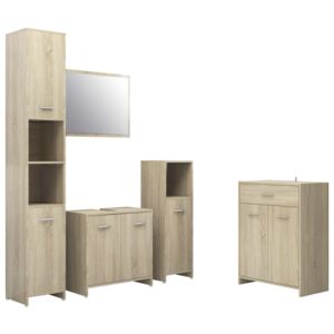 4dílný set koupelnového nábytku - koupelnové skříňky - dřevotříska | dub sonoma