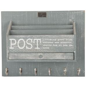Šedý box na poštu na zeď s nápisem Post - 38*30*11 cm