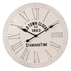 Bílé dřevéné nástěnné hodiny Old tonw clocks - Ø 60*4 cm Clayre & Eef