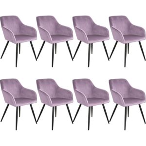 Tectake 404033 8 židle marilyn v sametovém vzhledu - růžová/černá