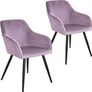 Tectake 404030 2 židle marilyn v sametovém vzhledu - růžová/černá