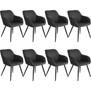 Tectake 404077 8 židle marilyn stoff - antracit-černá