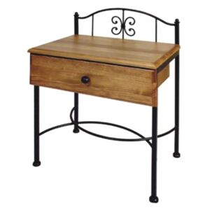 Iron Art ELBA noční stolek se zásuvkou Barva kovu: příplatková - vyberte dle popisu níže, Barva dřeva: příplatek 1 - vyberte dle popisu níže