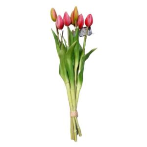 Kytička tulipánů 7ks tmavě růžové zavité - 43cm