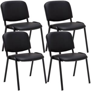 4x Stohovatelná konferenční židle Ken koženka Barva Černá