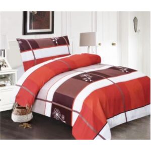 Bavlissimo Dvoudílné povlečení pruhované bavlna/mikrovlákno červená 140 x 200 na jednu postel