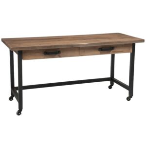 Drěvěný stůl s kovovou kontrukcí na kolečkách - 152*66*76cm