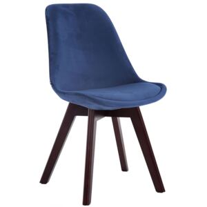 Židle Borne V2 ~ samet, dřevené nohy ořech Barva Modrá
