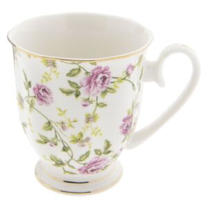Porcelánový hrnek s fialovými květy - 11*8*9 cm Clayre & Eef