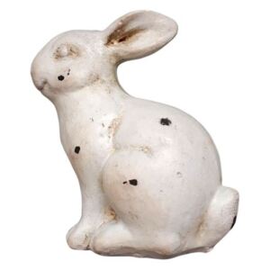 Dekorace bílý králíček s patinou a odřením - 8*5*10cm Exner