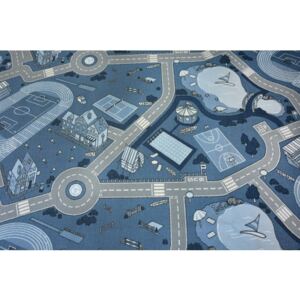 Balta Kusový dětský koberec Street Město modrý 100 x 300