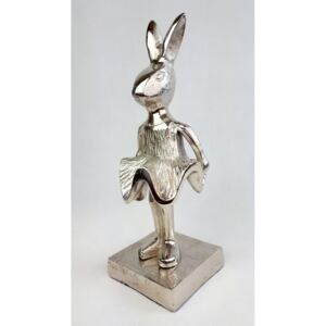 Dekorace králík Wanny stříbrný - 11*10*30cm Colmore by Diga