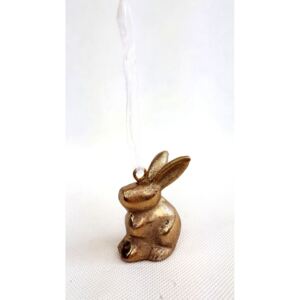 Dekorace závěsný králíček bronzový - 5*3*6cm