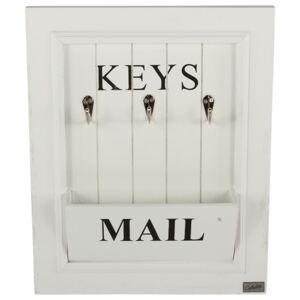 Bílý box na poštu a klíče na zeď - 33*6,5*41 cm
