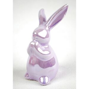 Perleťový fialový velikonoční zajíček - 5*11 cm