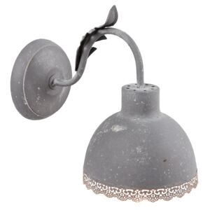Nástěnná šedá vintage lampa - 15*26*24 cm