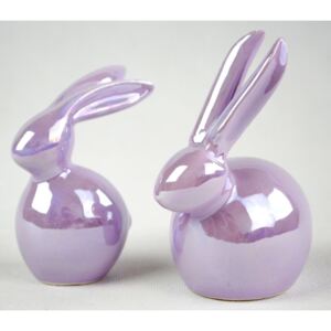 Perleťový fialový velikonoční zajíček - 8*10 cm