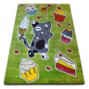 Makro Abra Dětský kusový koberec KIDS C415 Kočička zelený 200 x 280