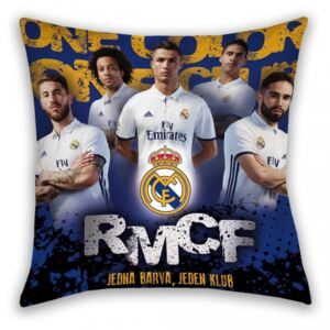 Halantex • Fotbalový polštář FC Real Madrid - RMCF - Jedna barva, jeden klub - 40 x 40 cm