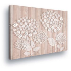 GLIX Obraz na plátně - Bílé Květiny a Dřevěných Latích II 100x75 cm