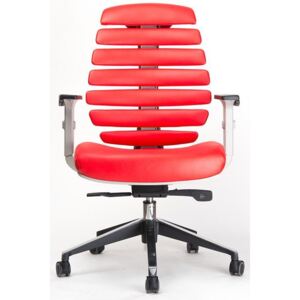 Kancelářská židle FISH BONES šedý plast, červená kůže
