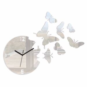 Nalepovací hodiny Butterfly stříbrné