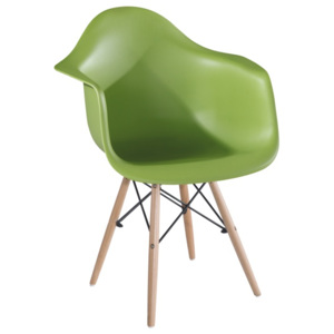 Designové trendy křeslo v kombinaci dřeva buk a plastu zelené barvy TK190