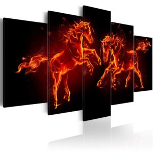 Obraz na plátně Bimago - Fiery Horses 100x50 cm