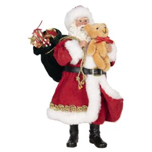 Vánoční dekorace Santa s plyšovým medvídkem - 14*14*28 cm