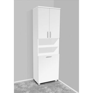 Nabytekmorava Vysoká koupelnová skříňka s košem K16 barva skříňky: bílá 113, barva dvířek: bílá lamino