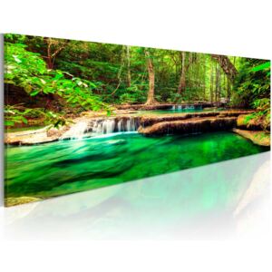 Obraz na plátně Bimago - Emerald Waterfall 120x40 cm