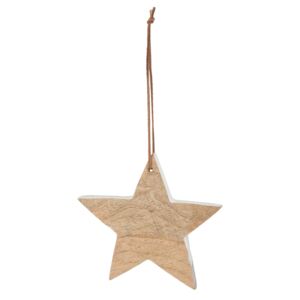 Závěsná dřevěná hvězdička s bílým okrajem - 16*2*15 cm