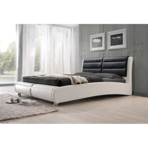 Manželská postel 180x200 cm v elegantní bílé a černé barvě s roštem KN334