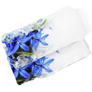 Deka Modré a bílé květy (Rozměr : 200 x 140 cm)