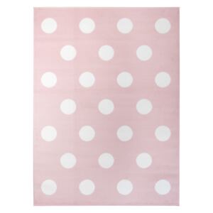 Dětský koberec PASTEL puntíky - růžový - 80x150 cm