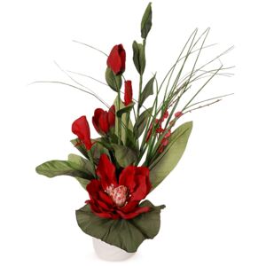 Aranžmá Magnolie v květináči červená, 50 cm