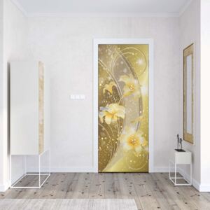 GLIX Fototapeta na dveře - Ornamental Floral Design Gold | 91x211 cm