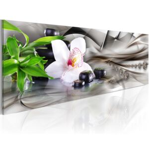Obraz na plátně Bimago - Zen composition: bamboo, orchid and stones 135x45 cm