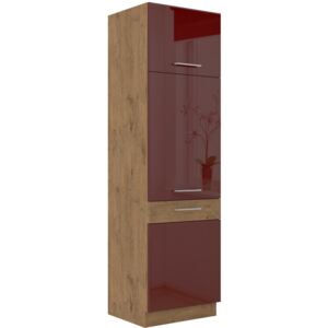 Kuchyňská skříň na potraviny 60x210 cm 03 - VISION - Bordo / Dub lancelot