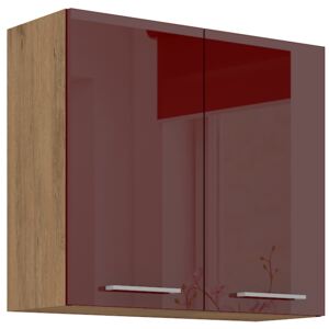 Kuchyňská skříňka závěsná 80 cm 03 - VISION - Bordo / Dub lancelot