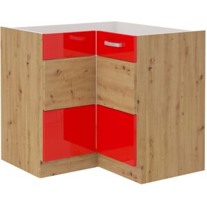 Rohová kuchyňská skříňka spodní 83 x 83 cm 27 - MYSTIC - Červená lesklá