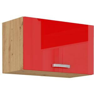 Závěsná skříňka se zvedacími dvířky 60 cm 27 - MYSTIC - Červená lesklá / Dub artisan